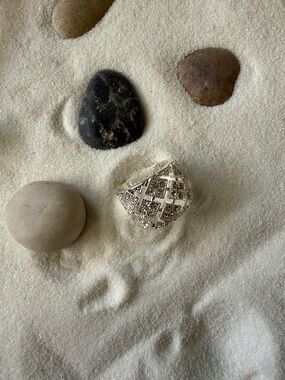 Anthropologie Silver Filigree Dome Ring with Sparkle